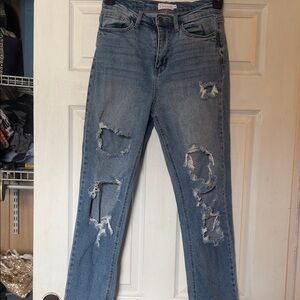 Cello Blue Distressed Skinny Jeans